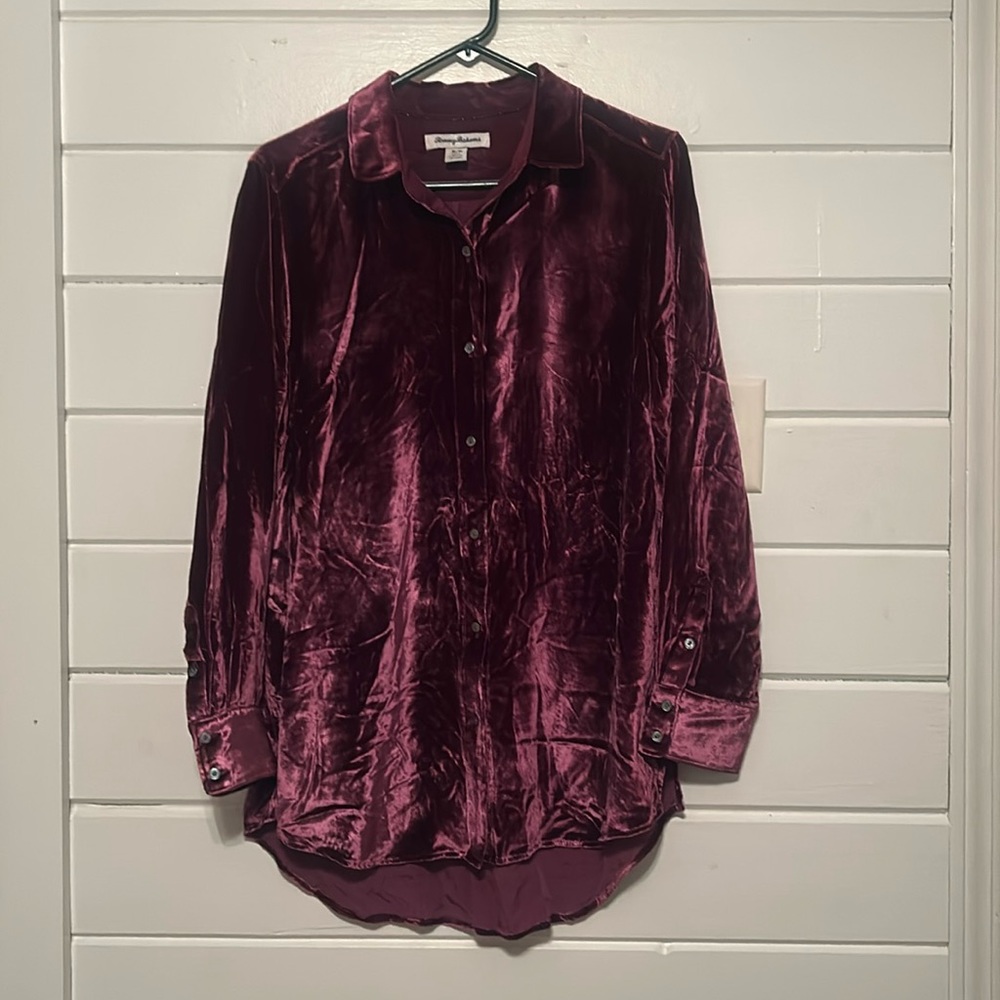 Tommy Bahama Velvet Sands Silk Blend LS Shirt Red Medium